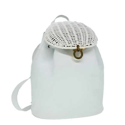 Salvatore Ferragamo Gancini Backpack Leather, WHITE, LEATHER, Backpack
