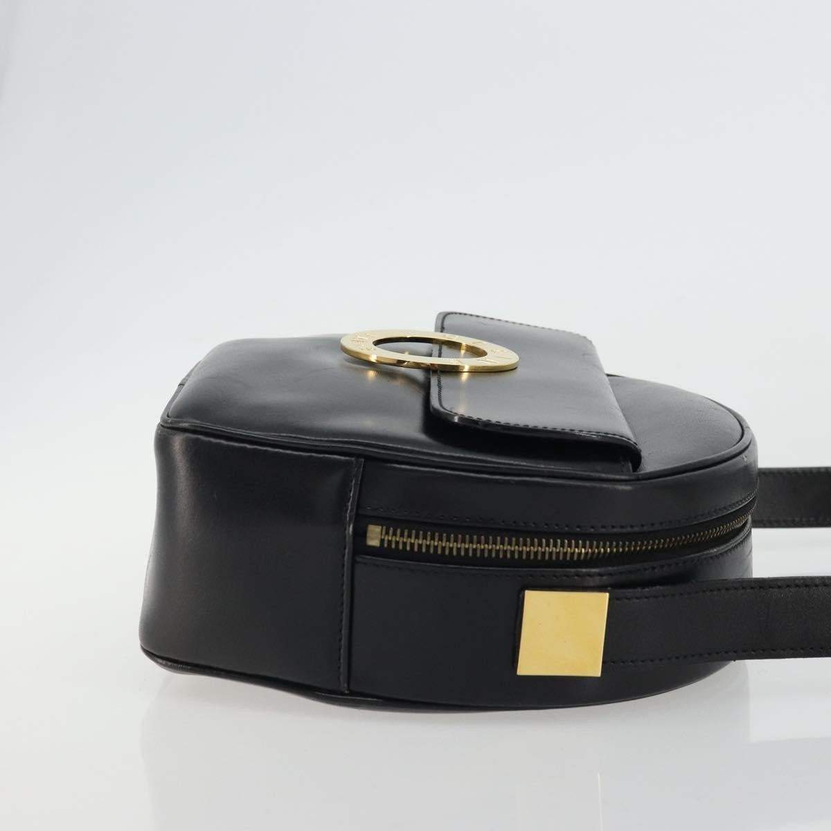 Celine Circle Logo Shoulder Bag Leather, Black, Leather, Shoulder Bag