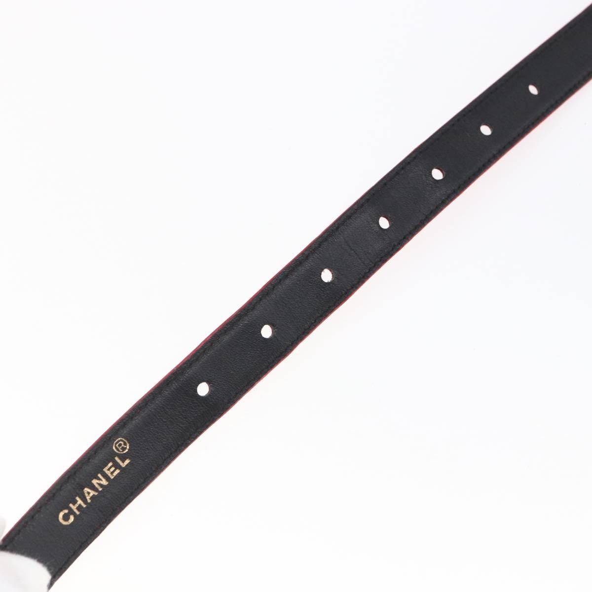Chanel CC Round Button Belt Leather, RED, LEATHER, Belts