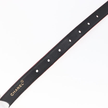 Chanel CC Round Button Belt Leather, RED, LEATHER, Belts