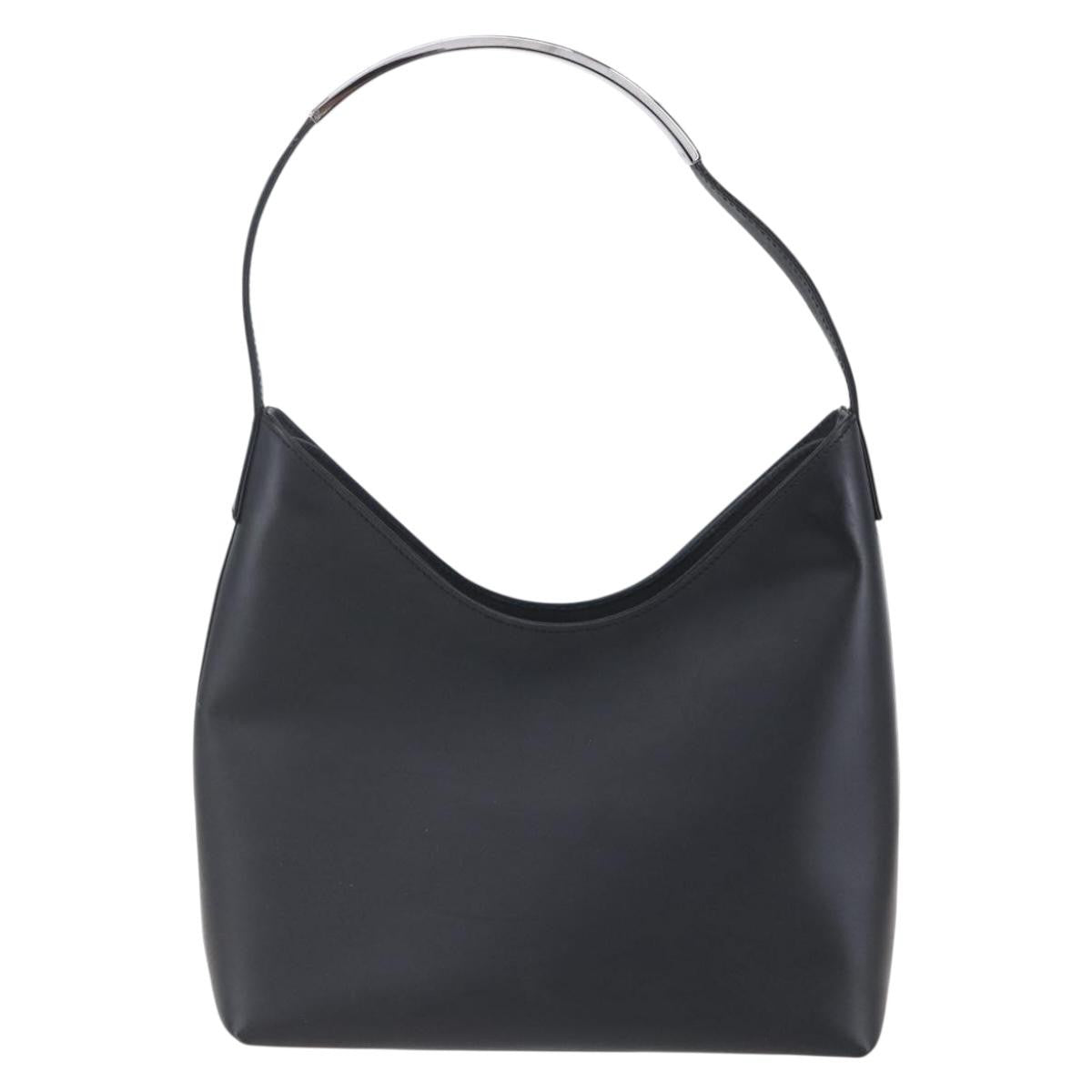 Gucci Metal Handle Hobo Leather, BLACK, LEATHER, Shoulder bag