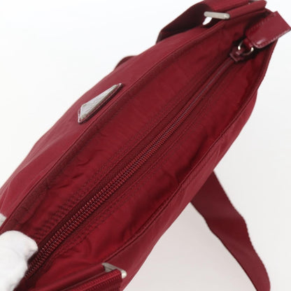 Prada Zip Top Messenger Bag Tessuto, RED, NYLON, Shoulder bag
