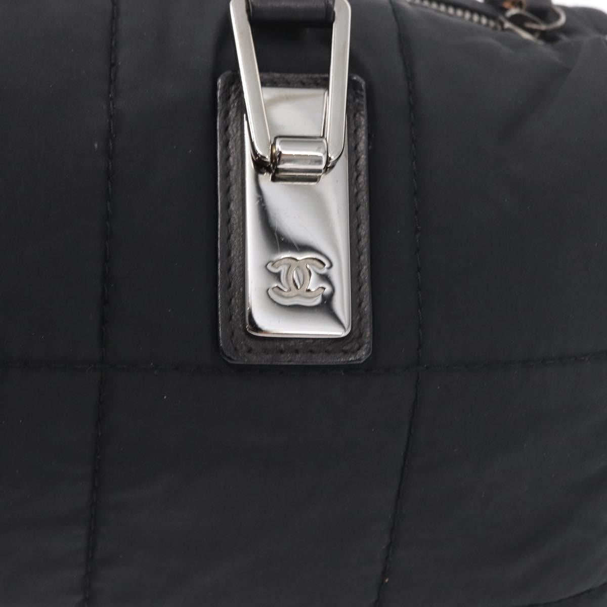 Chanel Square Stitch Boston Bag Quilted Nylon, BLACK, NYLON, Travel bag