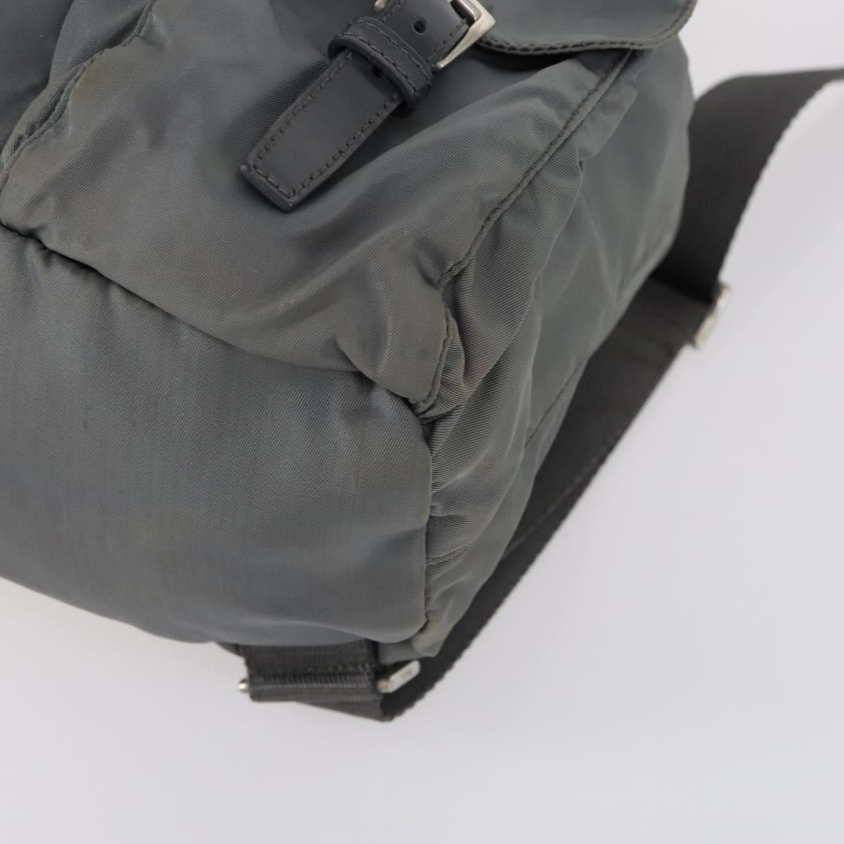 Prada Double Front Pocket Backpack Tessuto, Gray, Nylon, Backpack