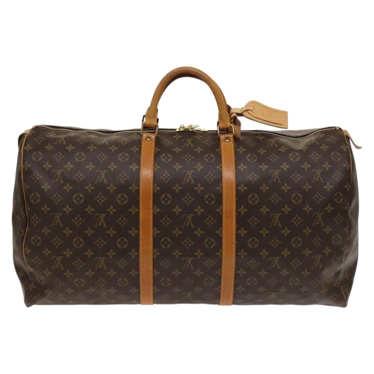 Louis Vuitton Keepall Bag Monogram Canvas, BROWN, CANVAS, Travel bag