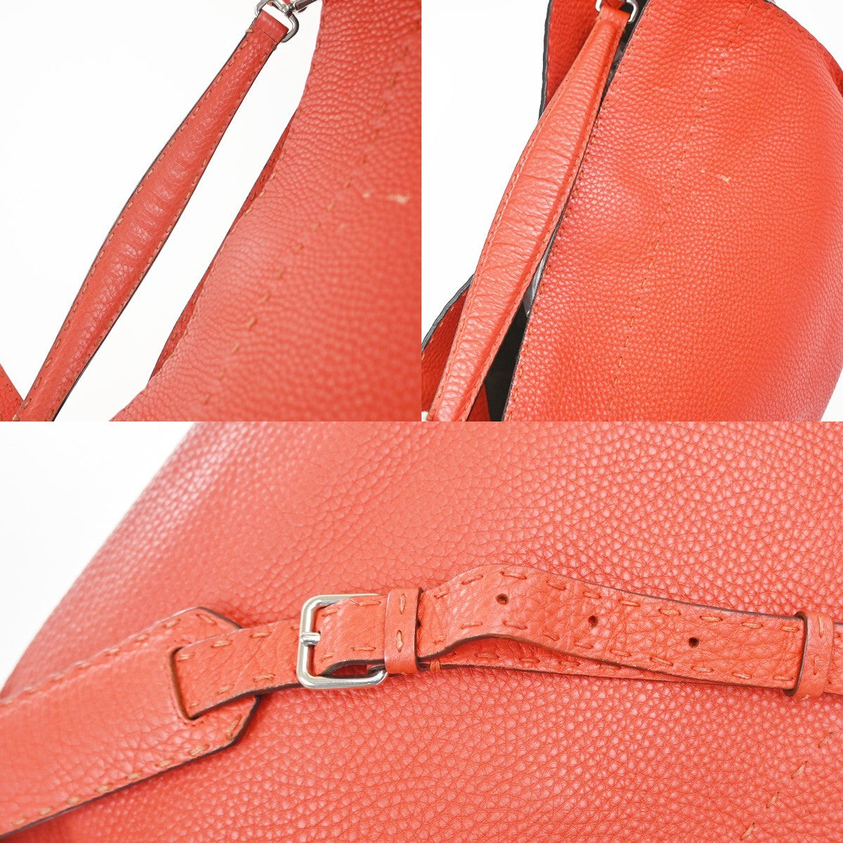 Fendi Selleria Anna Bucket Bag Leather, Red, Leather, Tote Bag