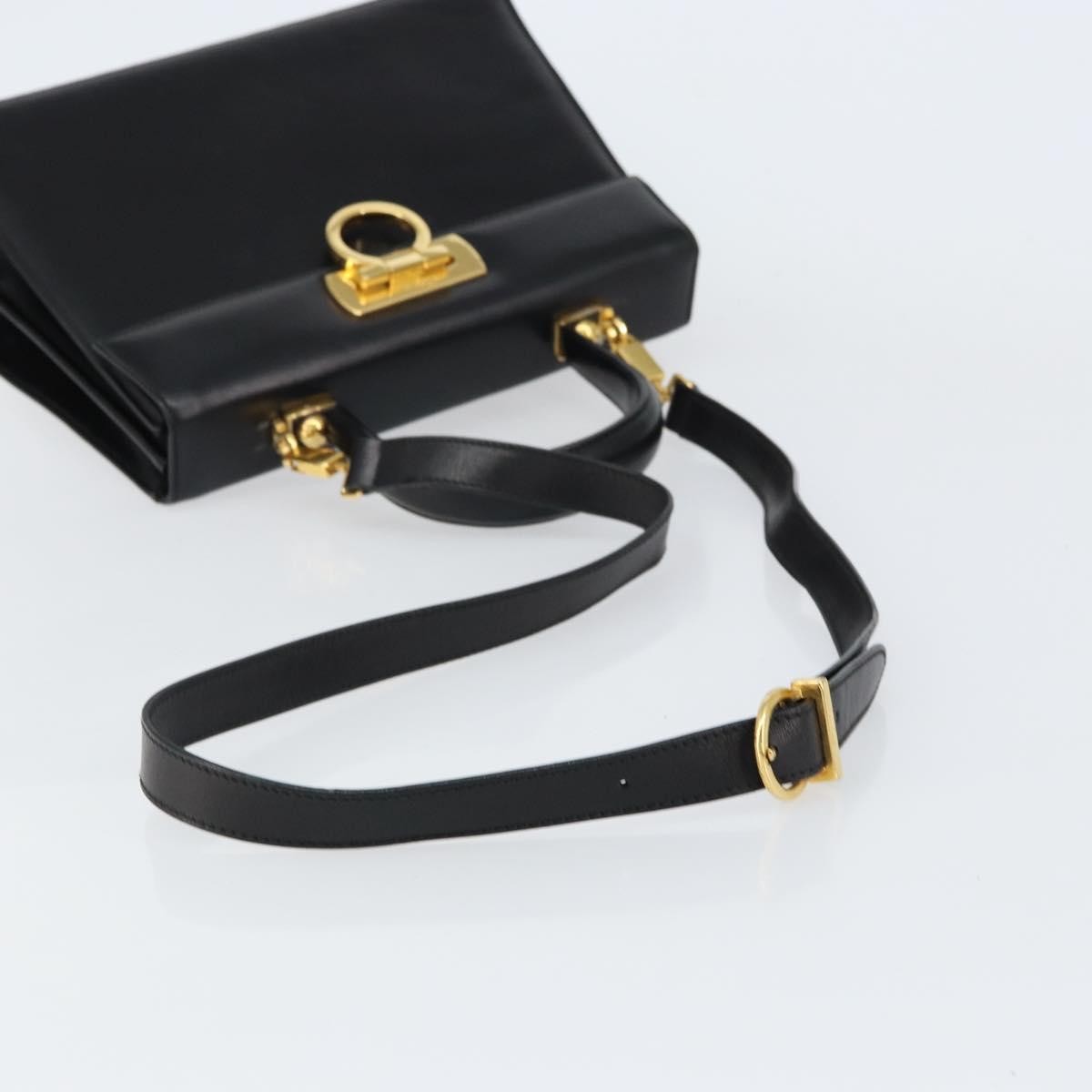 Salvatore Ferragamo Gancini Convertible Top Handle Bag Leather, BLACK, LEATHER, Handbag