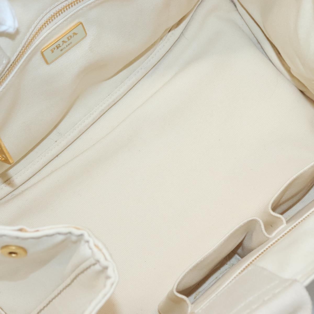 Prada Canapa Tote Canvas, White, Canvas, Tote Bag