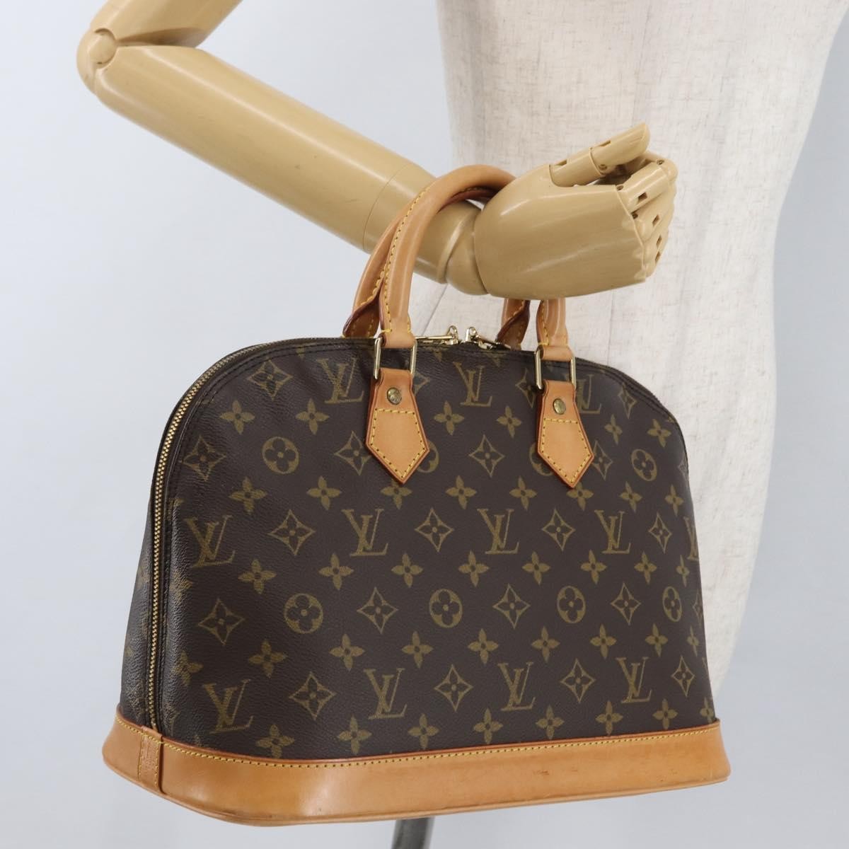 Louis Vuitton Alma Handbag Monogram Canvas, BROWN, CANVAS, Handbag