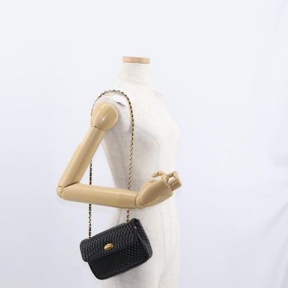 Bally Vintage Chain Shoulder Bag Quilted Leather, BLACK, LEATHER, Shoulder bag