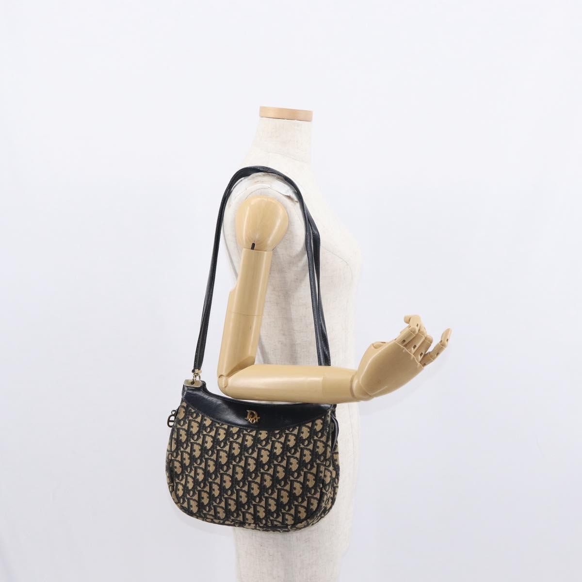 Christian Dior Vintage Trotter Shoulder Bag Canvas, NAVY, CANVAS, Shoulder bag