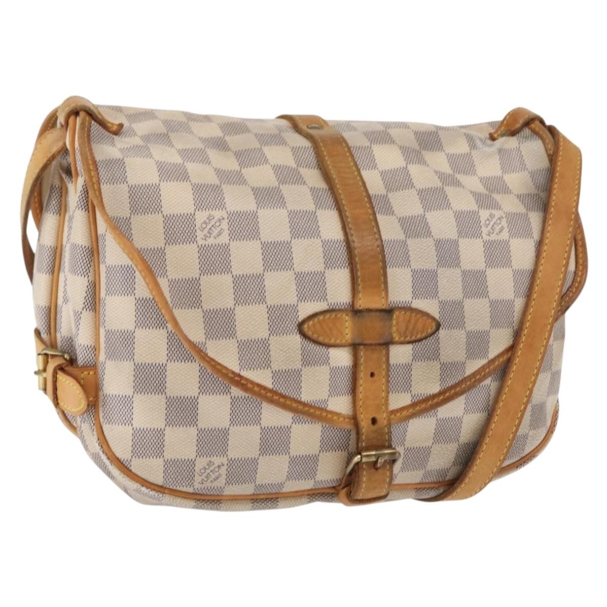 Louis Vuitton Saumur Handbag Damier, BEIGE, CANVAS, Shoulder bag