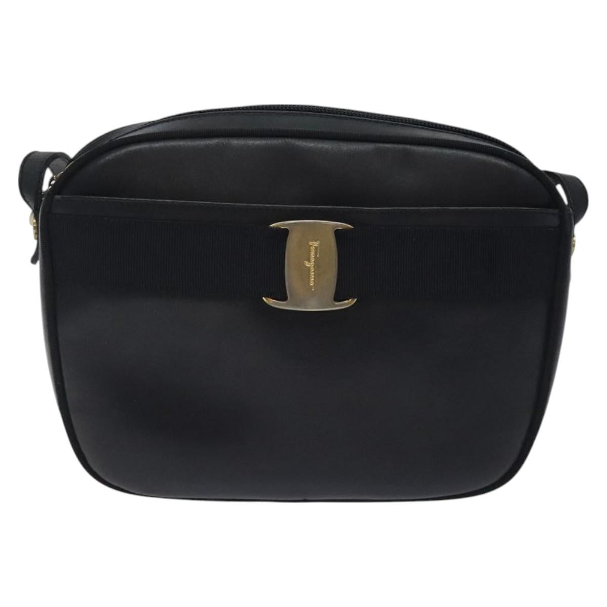 Salvatore Ferragamo Vala Shoulder Bag Leather, NAVY, LEATHER, Shoulder bag