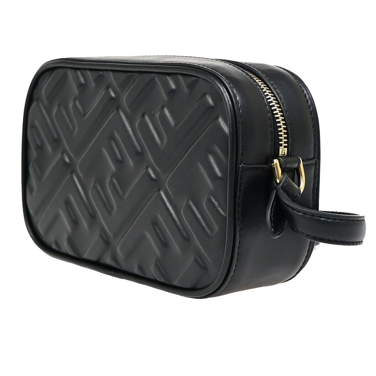 Fendi Camera Bag Zucca Embossed Leather, Black, Leather, Handbag