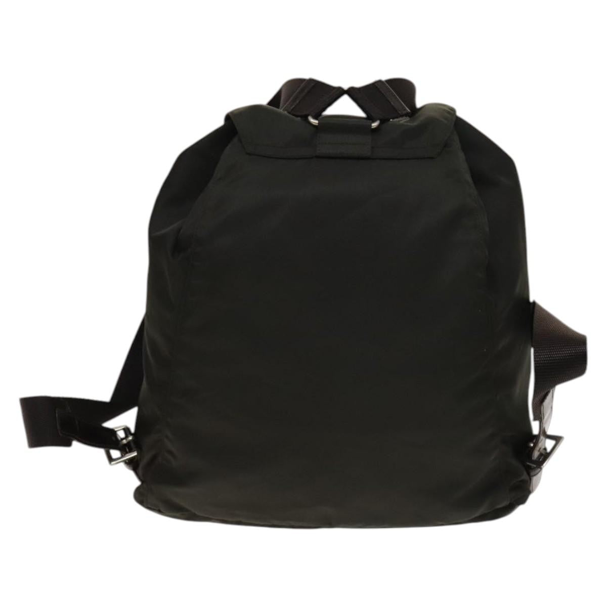 Prada Front Pocket Buckle Backpack Nylon, Khaki, Nylon, Backpack