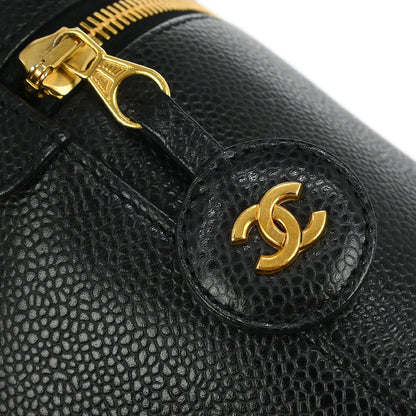 Chanel Vintage Timeless Cosmetic Case Caviar, Black, Leather, Clutch