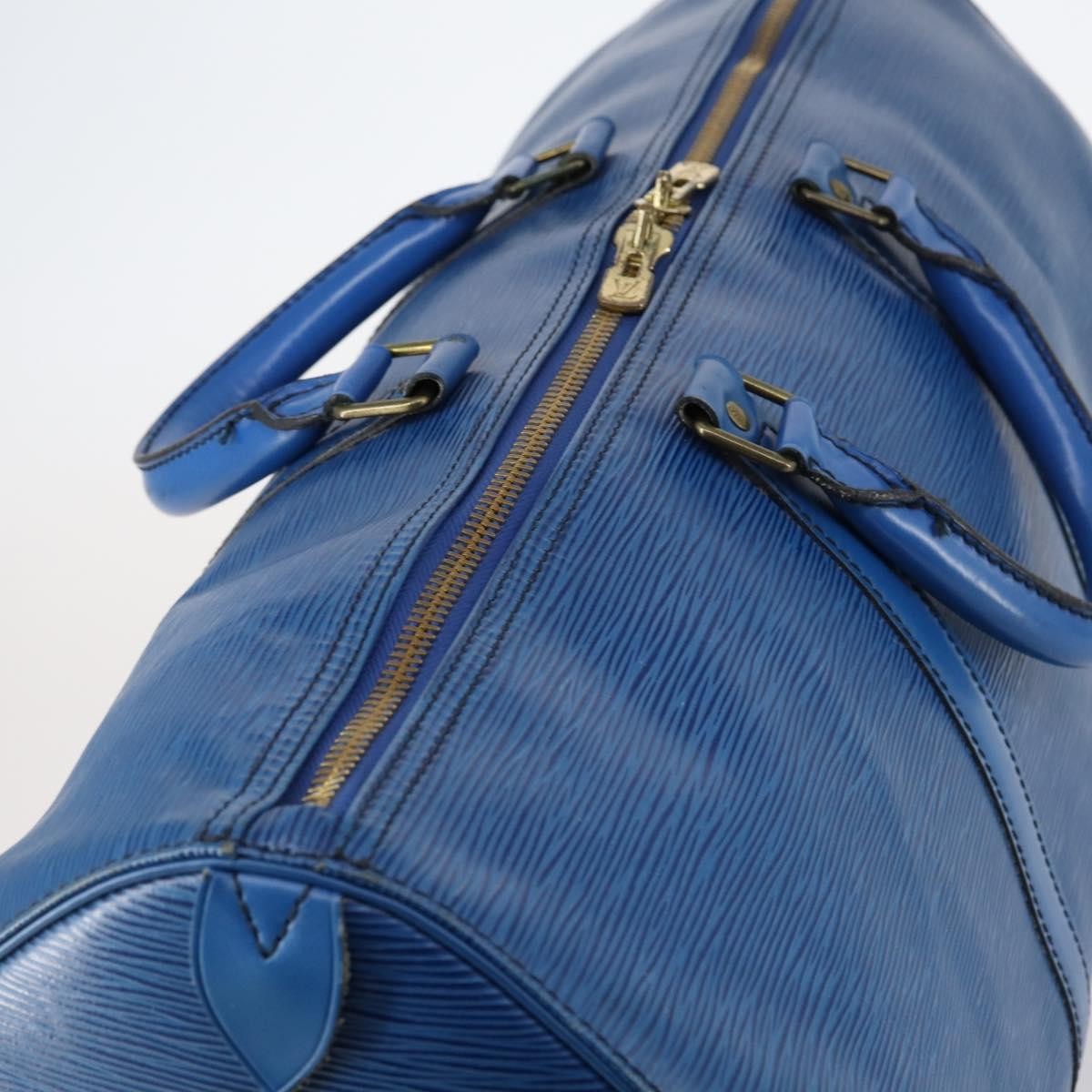 Louis Vuitton Keepall Bag Epi Leather, BLUE, LEATHER, Travel bag