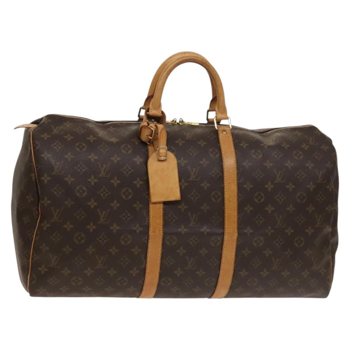 Louis Vuitton Keepall Bag Monogram Canvas, BROWN, CANVAS, Travel bag