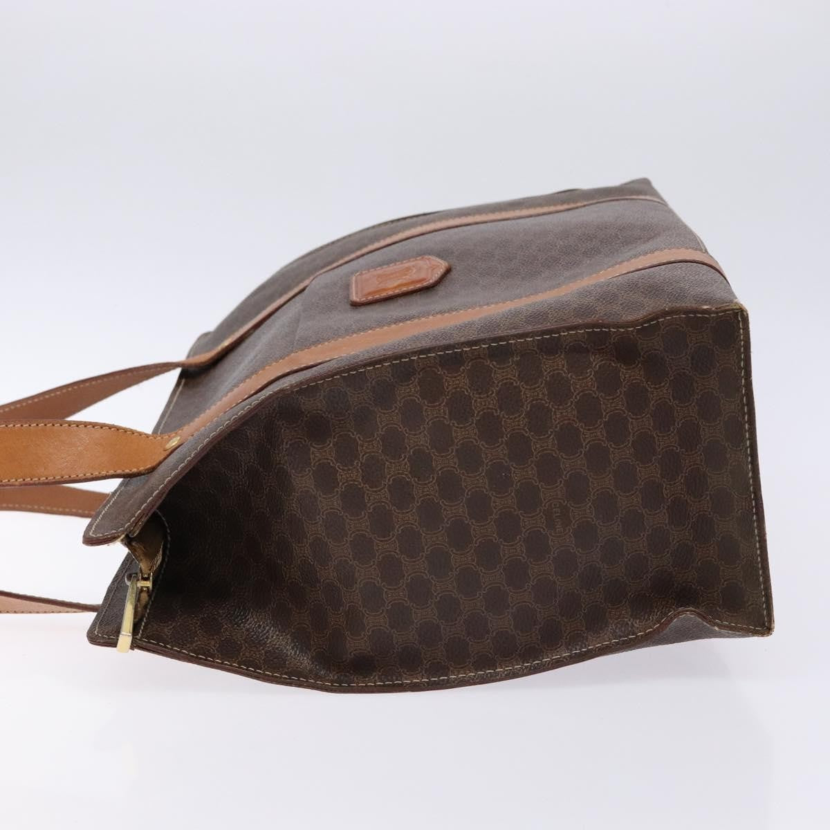 Celine Macadam Handbag Macadam with leather, BROWN, LEATHER, Handbag