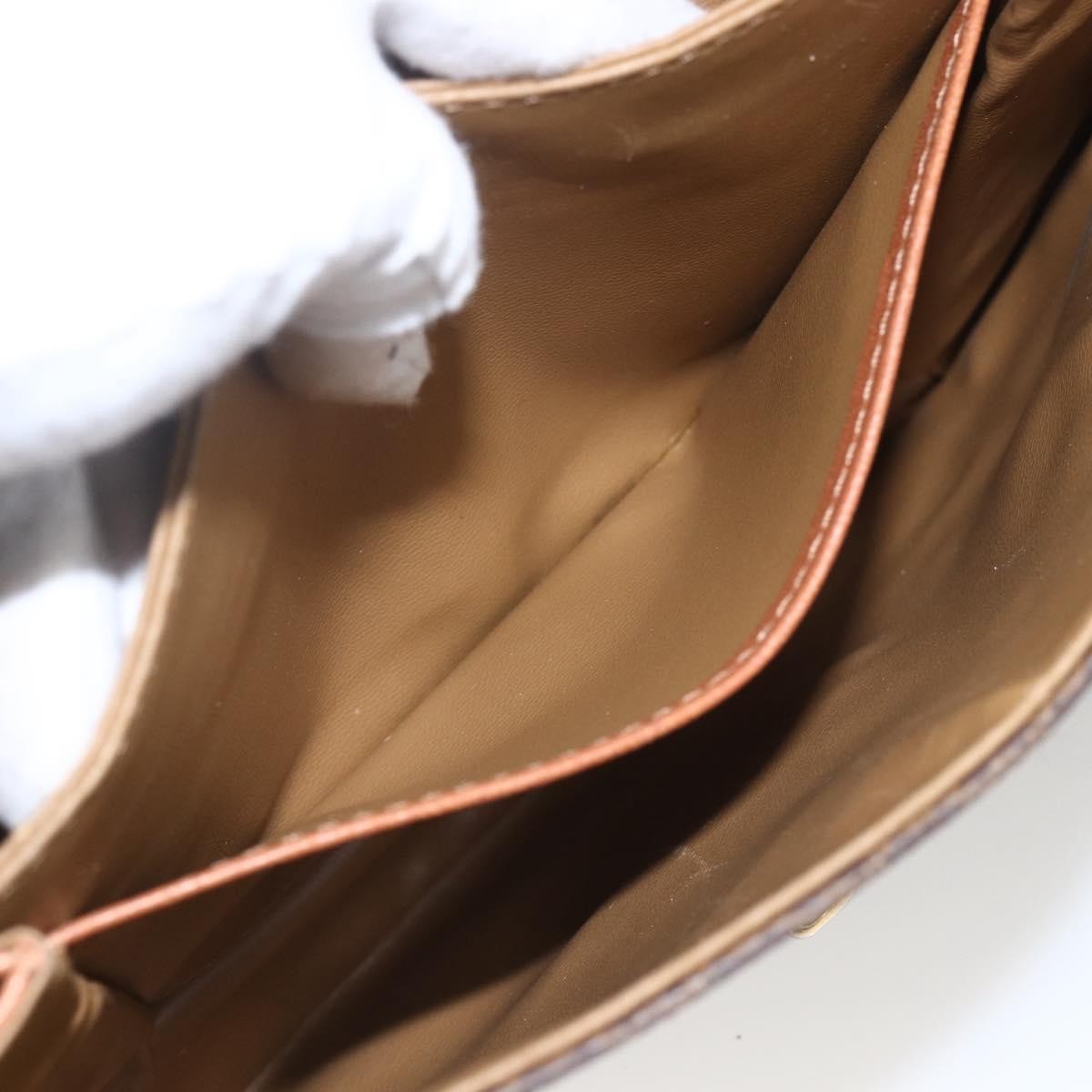 Celine Vintage Macadam Shoulder Bag Canvas and Leather, BROWN, CANVAS, Shoulder bag