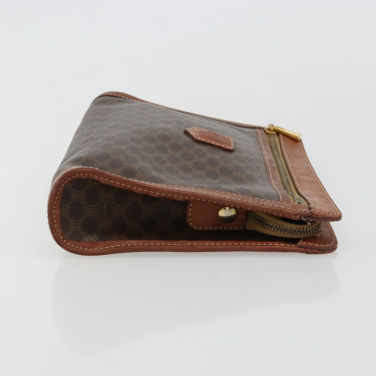 Celine Logo Triomphe Pouch Canvas and leather, Brown, Canvas, Clutch