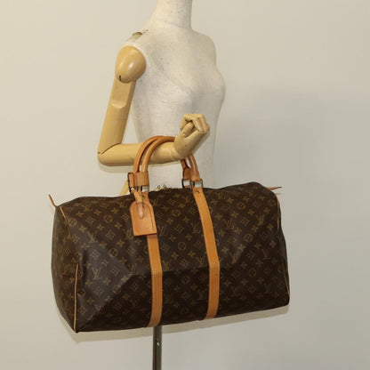 Louis Vuitton Keepall Bag Monogram Canvas, BROWN, CANVAS, Travel bag