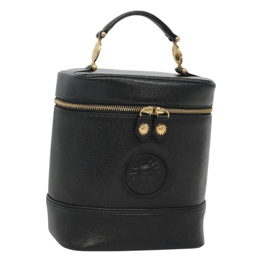 Versace Vanity Hand Bag Leather, BLACK, LEATHER, Handbag