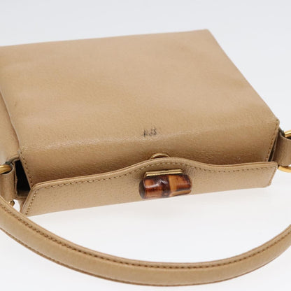 Gucci Vintage Convertible Bamboo Box Crossbody Bag Leather, Beige, Leather, Handbag