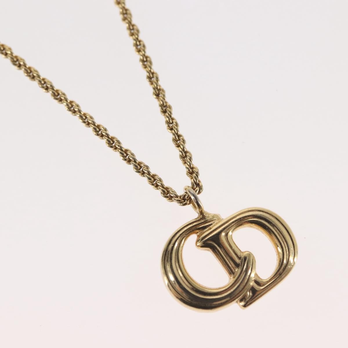 Christian Dior CD Pendant Necklace Metal, GOLD, METAL, Necklace