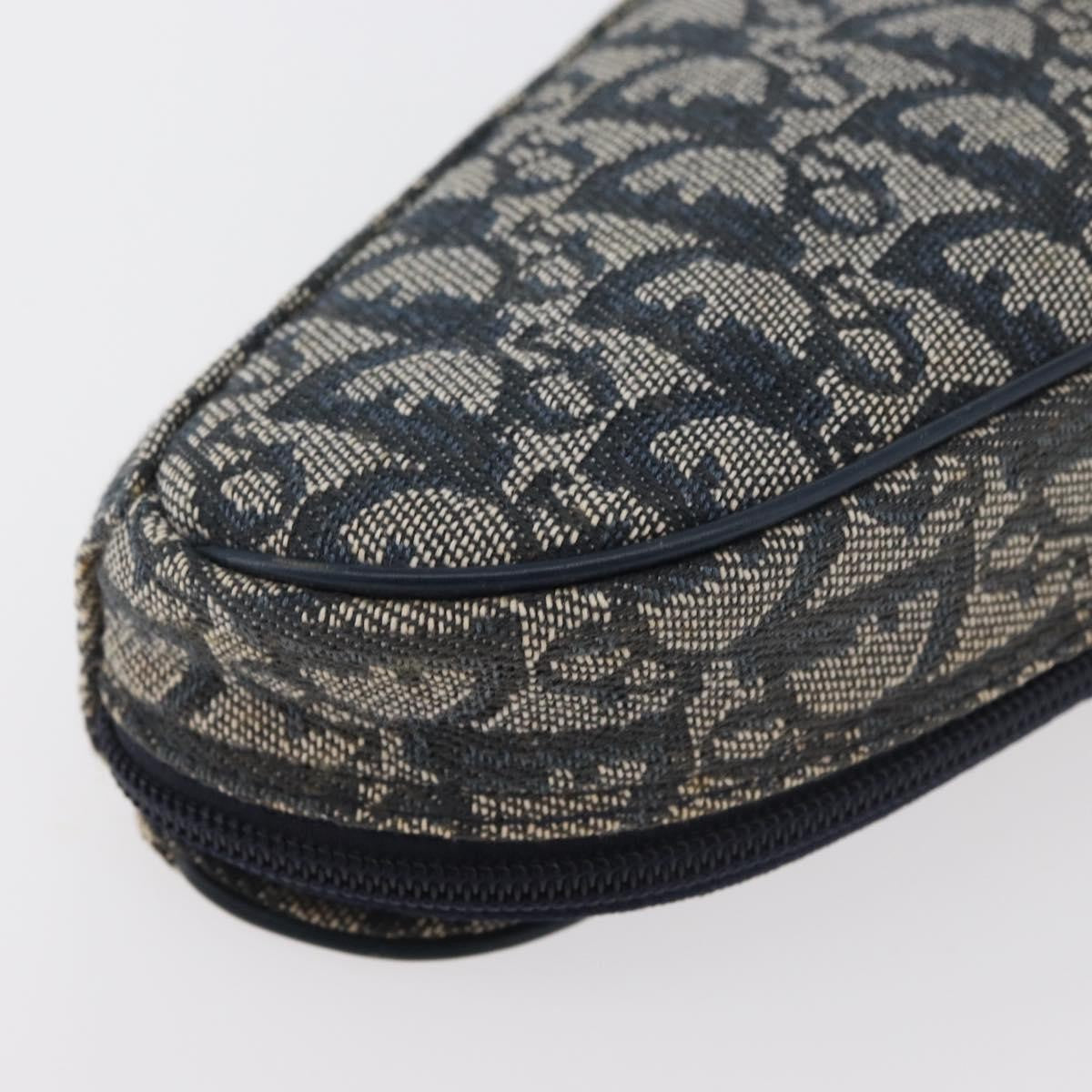 Christian Dior Vintage Saddle Coin Purse Diorissimo Canvas, Navy, Canvas, Clutch