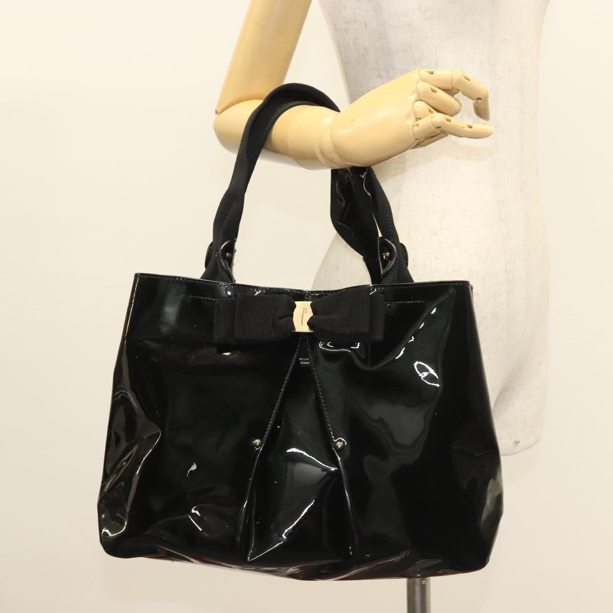 Salvatore Ferragamo Vala Handbag Patent leather, BLACK, PATENT_LEATHER, Handbag