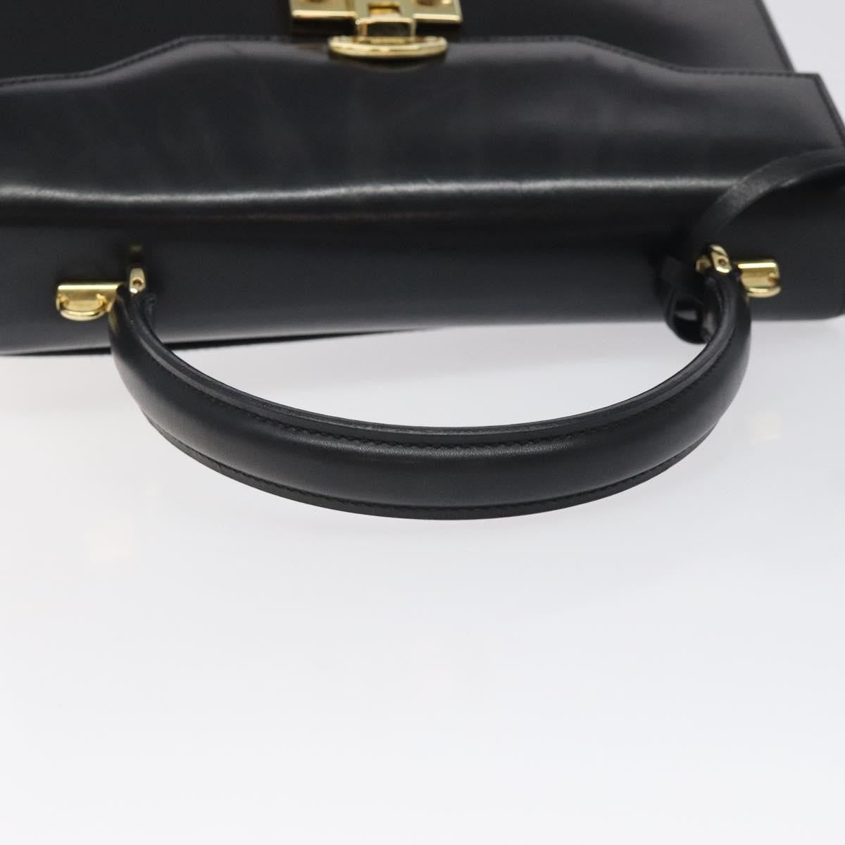 Gucci Vintage Lady Lock Top Handle Bag Leather, BLACK, LEATHER, Handbag
