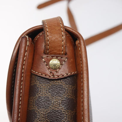 Celine Vintage Macadam Shoulder Bag Canvas and Leather, BROWN, CANVAS, Shoulder bag