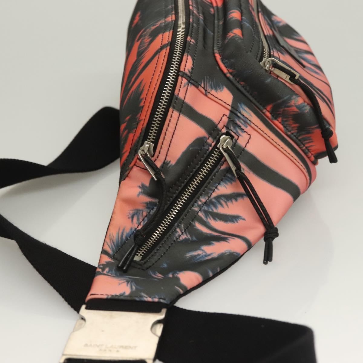 Saint Laurent Front Pocket Waist Bag Printed Nylon, Pink, Nylon, Shoulder Bag