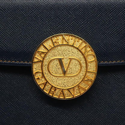 Valentino Garavani Vintage Handbag Leather, NAVY, LEATHER, Handbag