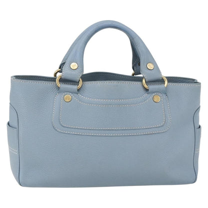 Celine Boogie Satchel Leather, BLUE, LEATHER, Handbag