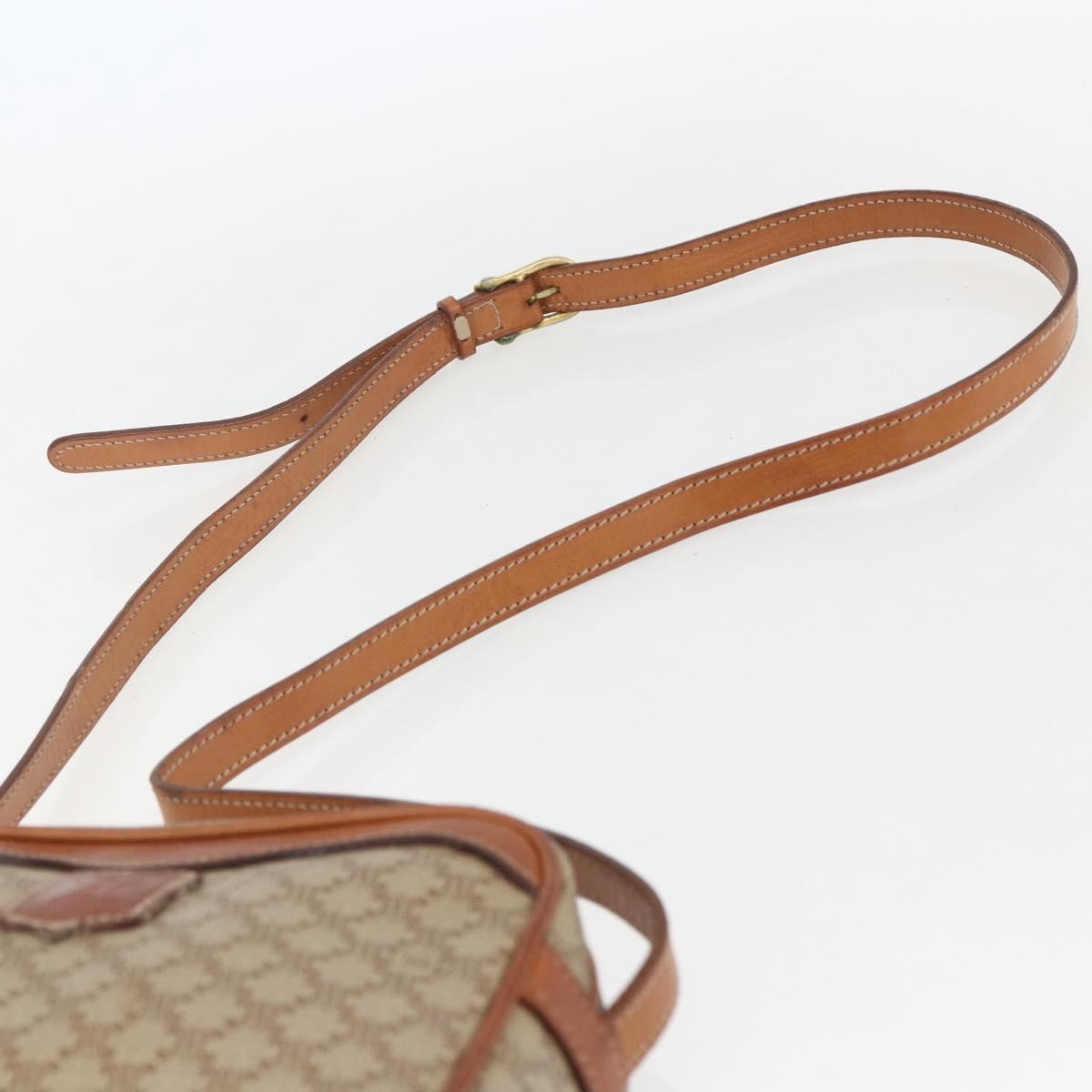 Celine Vintage Macadam Shoulder Bag Canvas and Leather, BEIGE, CANVAS, Shoulder bag