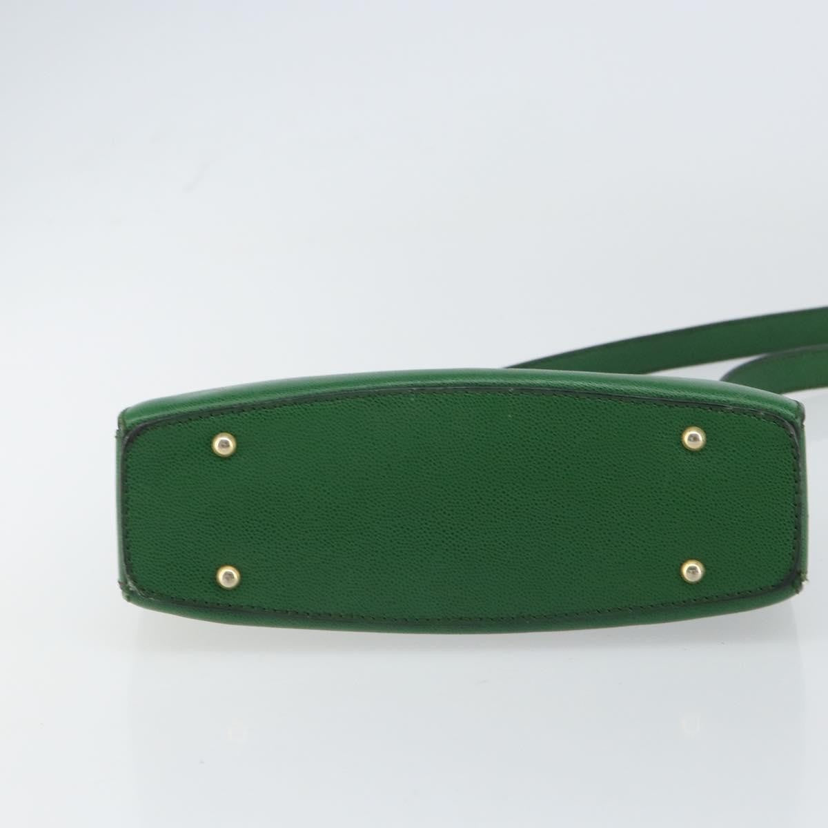 Celine Vintage Shoulder Bag Leather, GREEN, LEATHER, Shoulder bag