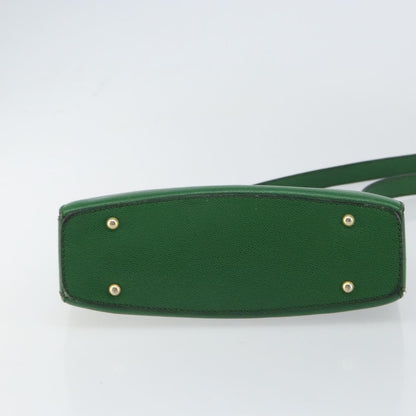 Celine Vintage Shoulder Bag Leather, GREEN, LEATHER, Shoulder bag