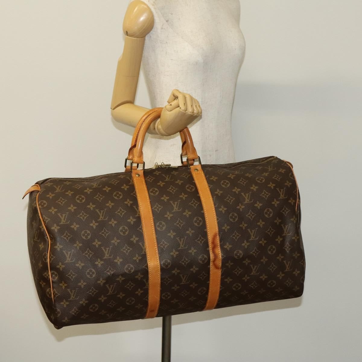 Louis Vuitton Keepall Bag Monogram Canvas, BROWN, CANVAS, Travel bag