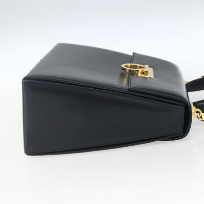 Salvatore Ferragamo Gancini Convertible Top Handle Bag Leather, NAVY, LEATHER, Handbag