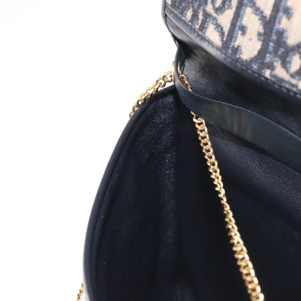 Christian Dior Vintage Trotter Flap Shoulder Bag Canvas, NAVY, CANVAS, Shoulder bag