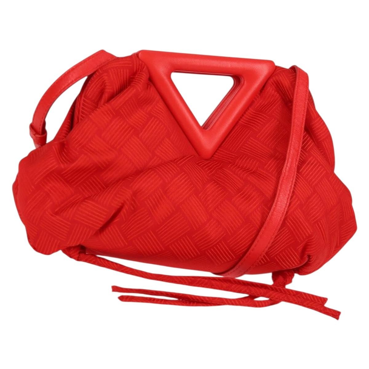 Bottega Veneta Point Shoulder Bag Chunky Knit Fabric, Red, Nylon, Shoulder Bag