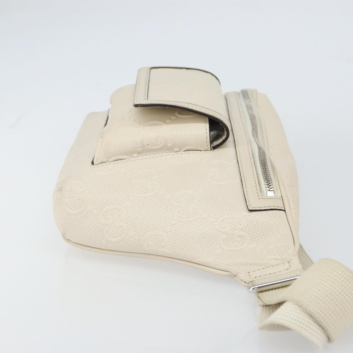 Gucci Front Pocket Belt Bag GG Embossed Perforated Leather, WHITE, LEATHER, Shoulder bag
