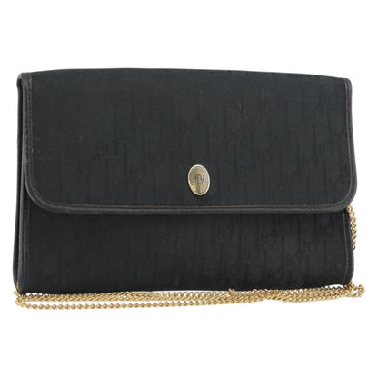 Christian Dior Vintage Chain Flap Shoulder Bag Diorissimo Canvas, BLACK, CANVAS, Shoulder bag