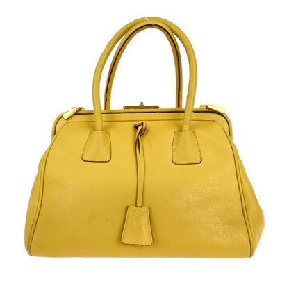 Prada Vintage Bauletto Bag Leather, YELLOW, LEATHER, Handbag