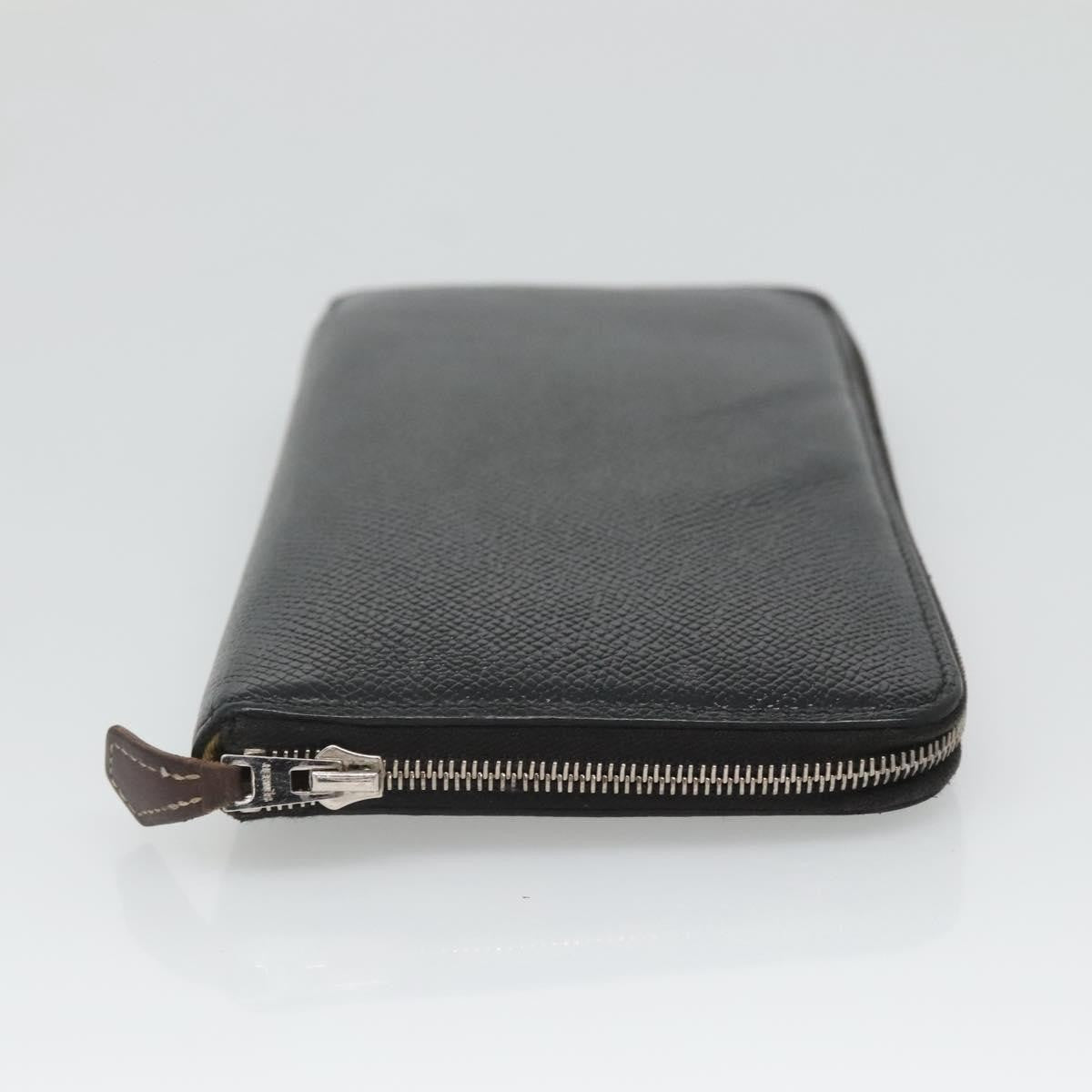 Hermes Azap Zip Around Wallet Silk'in Epsom, Black, Leather, Wallet