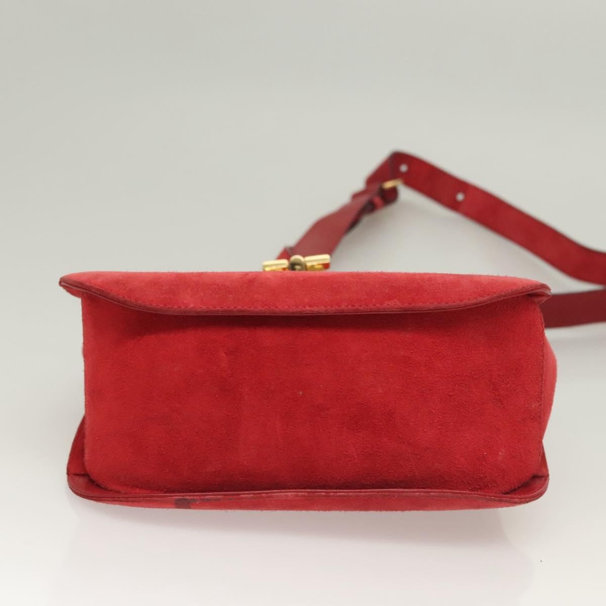 Salvatore Ferragamo Gancini Shoulder Bag Suede, RED, SUEDE, Shoulder bag
