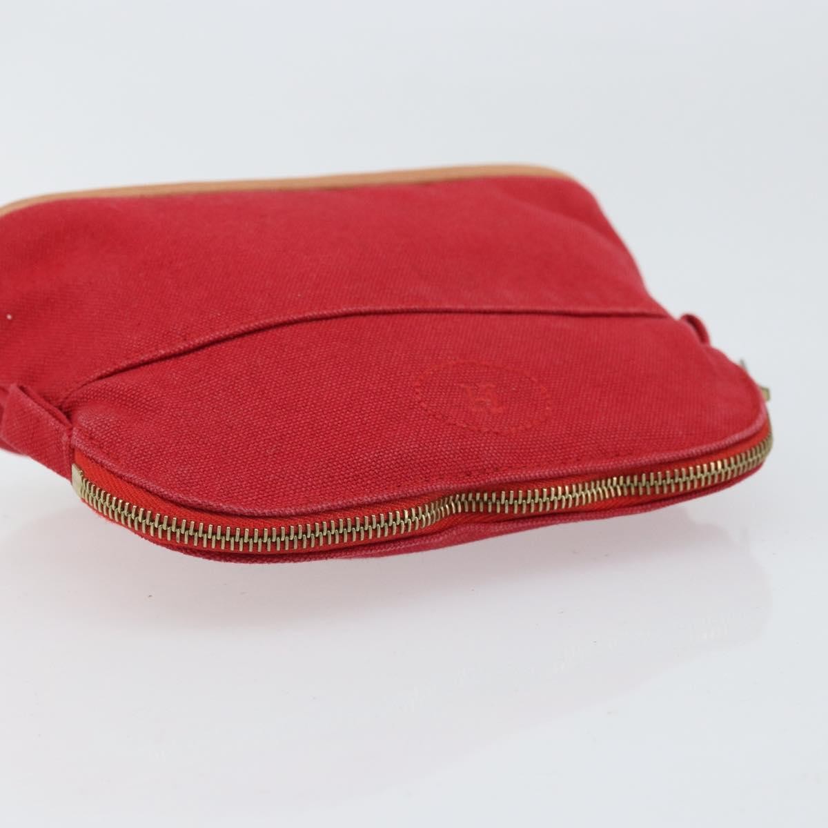 Hermes Bolide Travel Pouch Canvas, RED, CANVAS, Clutche & pouche