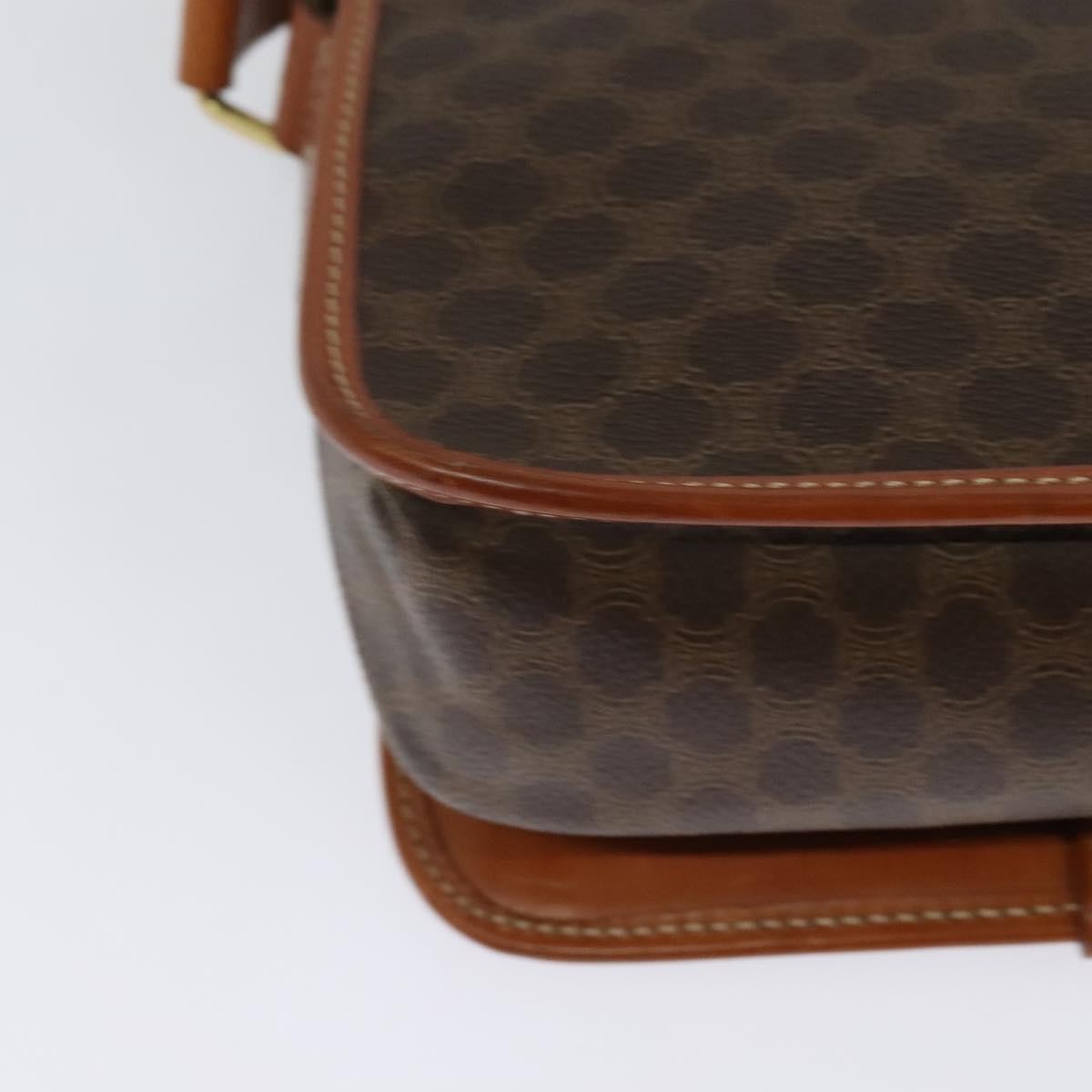 Celine Vintage Macadam Shoulder Bag Canvas and Leather, Brown, Canvas, Shoulder Bag